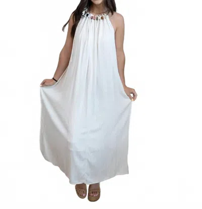 Trend:notes Beaded Linen Maxi Dress In White