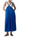 Trend:notes Boho Colorblock Maxi Dress In Blue & White In Blue