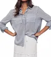 Trend:notes Button Up Stripe Top In Blue In Multi