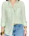 Trend:notes Button Up Stripe Top In Lime In Multi