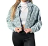Trend:notes Checkerboard Print Cropped Denim Jacket In Multi