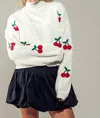Trend:notes Cherry Cardigan In Ivory