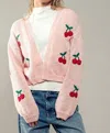 Trend:notes Cherry Cardigan In Pink