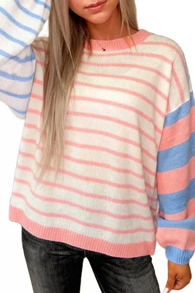 Trend:notes Colorblock Pullover Top In Pink/blue In Multi