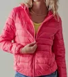 Trend:notes Hooded Zip Up Quilted Puff Jacket In Pink In Pink