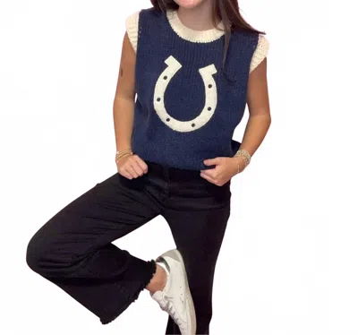 Trend:notes Horseshoe Sweater Vest In Blue In Multi