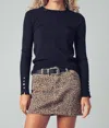 Trend:notes Luxe Button-cuff Fitted Knit Top In Black In Black