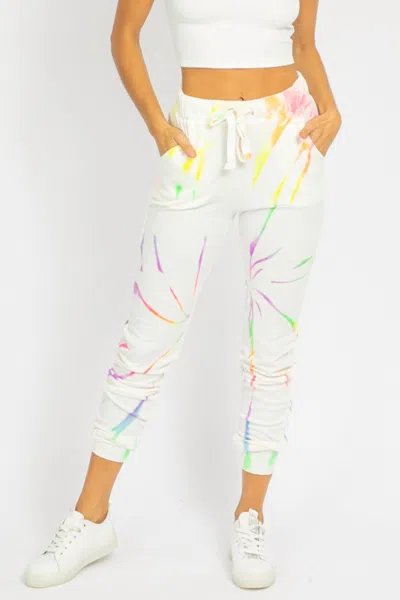 Trend:notes Neon Tie Dye Sweatpants In White