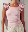 Trend:notes Ruffled Scrunchy Shoulder Top In Pink In Pink