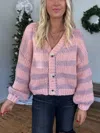 Trend:notes Sweet Stripes Cardigan In Pink In Pink