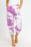 TREND:NOTES TIE DYE FRENCH TERRY JOGGERS IN PURPLE