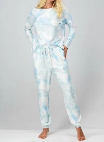 Trend:notes Tie Dye Long Sleeve Jogger Set In Light Blue