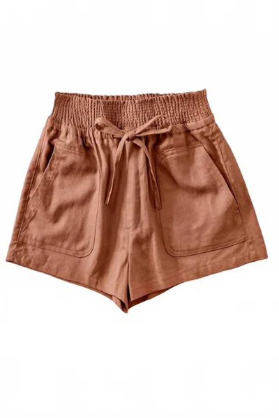 Trend:notes Women's Leila Smocked Drawstring Shorts In Terra Cotta In Black