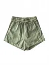Trend:notes Women's Striped Linen Short In Olive In Green