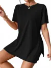 Trendsi Casual Round Neck T-shirt And Shorts Set In Black