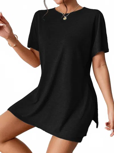 Trendsi Casual Round Neck T-shirt And Shorts Set In Black