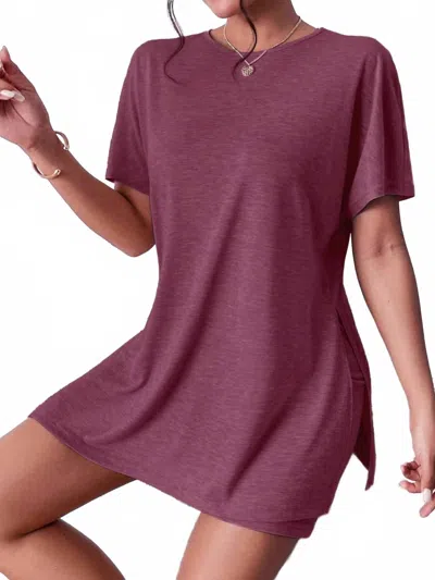 Trendsi Casual Round Neck T-shirt And Shorts Set In Deep Purple