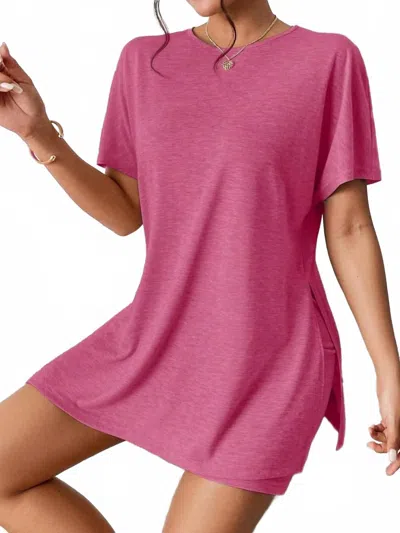 Trendsi Casual Round Neck T-shirt And Shorts Set In Deep Rose