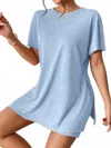 Trendsi Casual Round Neck T-shirt And Shorts Set In Light Blue