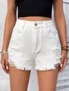 Trendsi Distressed High Rise Denim Shorts In White In White