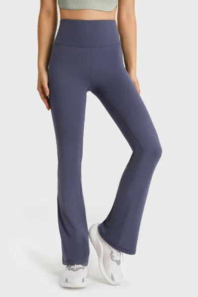 Trendsi Flare Yoga Pants With Elastic Waist Pants In Navy