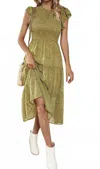 Trendsi Floral Print Smocked Dress In Mustard In Green