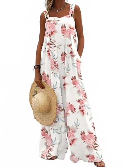 Trendsi Full Size Floral Wide-leg Overalls Plus Size In Blush Pink
