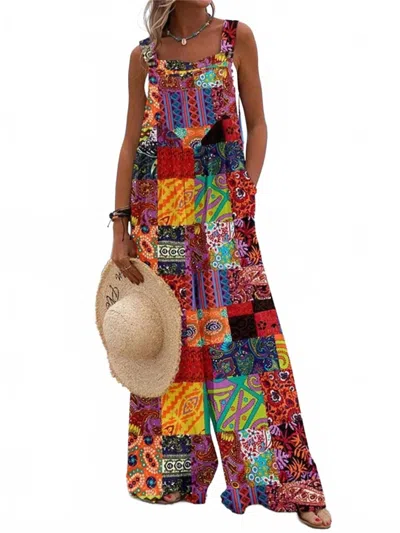 Trendsi Full Size Floral Wide-leg Overalls Plus Size In Deep Red