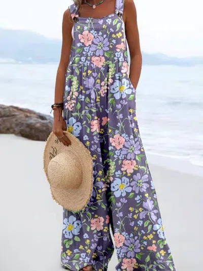 Trendsi Full Size Floral Wide-leg Overalls Plus Size In Mauve