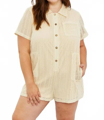 Trendsi Heyson Ready For The Day Crochet Romper In Beige In Neutral