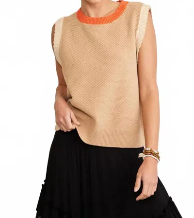 Trendsi In February Contrast Round Neck Sweater Vest In Taupe Multi In Brown