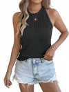 Trendsi Openwork Sleeveless Knit Tank Top In Black In Black