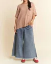 Trendsi Patch Pocket Wide Leg Culotte Jeans In Light Denim In Blue