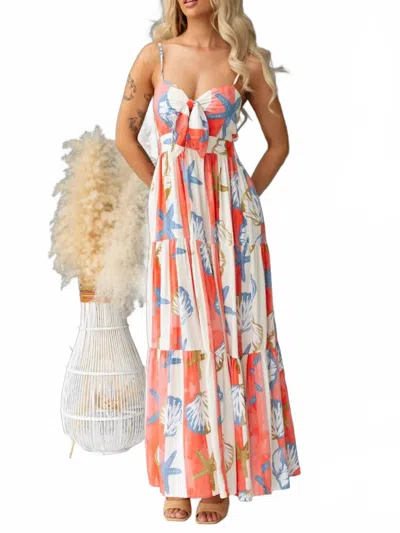 Trendsi Printed Spaghetti Strap Maxi Dress With Pockets In Color In Multi