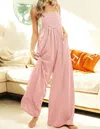 Trendsi Rib Textured Wide Leg Overalls In Blush In Pink