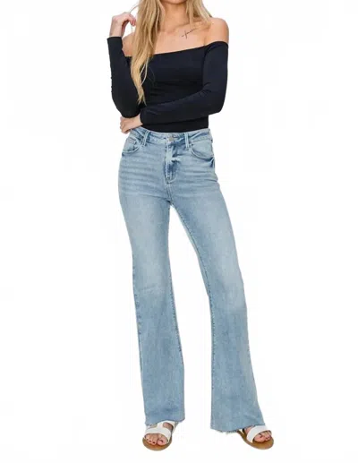 Trendsi Risen Full Size High Rise Raw Cut Hem Bootcut Jeans In Light Wash In Black