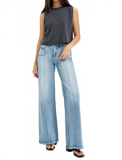 Trendsi Risen Full Size Mid Rise Wide Jeans With Front Patch Pocket Plus Size In Medium Wash In Black