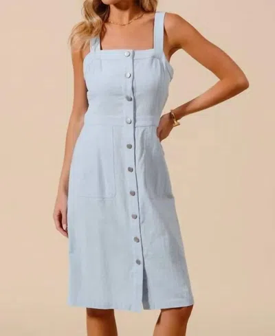 Trendsi So Me Button Down Pocket Front Pinafore Dress In Light Denim In Blue