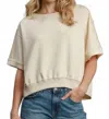 Trendsi Umgee Full Size Lightweight Cropped Sweatshirt Plus Size In Ecru In White