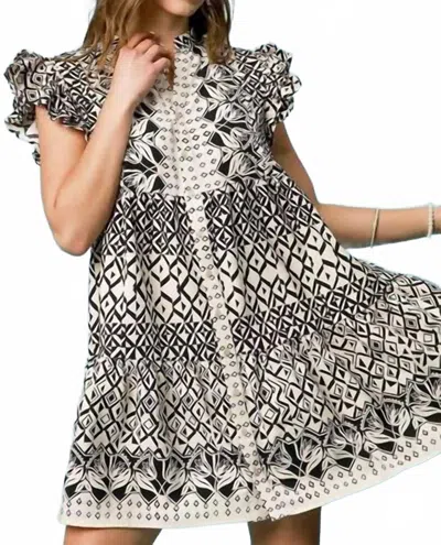 Trendsi Umgee Full Size Mixed Print Mini Dress Plus Size In Black In Multi