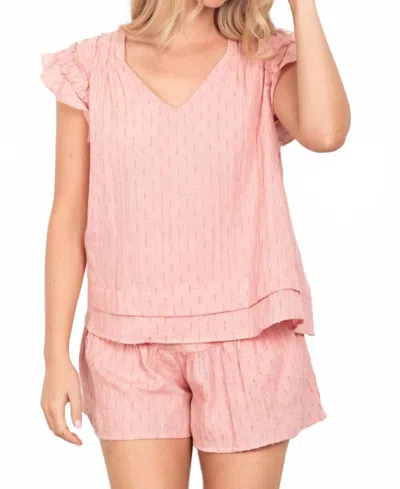 Trendsi Very J Ruffle Cap Sleeve Top & Shorts Set In Blush In Pink