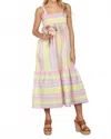 Trendsi Very J Striped Woven Smocked Midi Cami Dress In Pinkcombo In Multi
