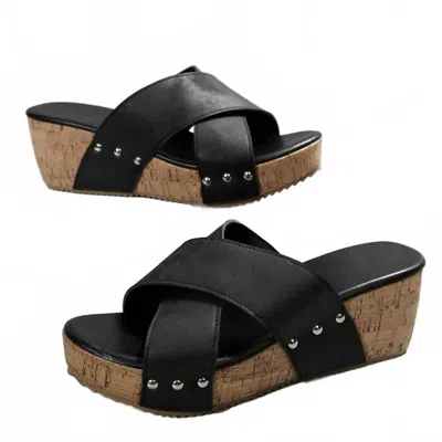 Trendsi Women's Open Toe Wedge Sandals In Black