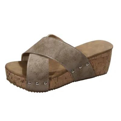 Trendsi Women's Open Toe Wedge Sandals In Khaki