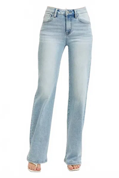 Trendsi Women's Risen High Rise Wide Leg 90's Jeans In Medium Wash In Blue