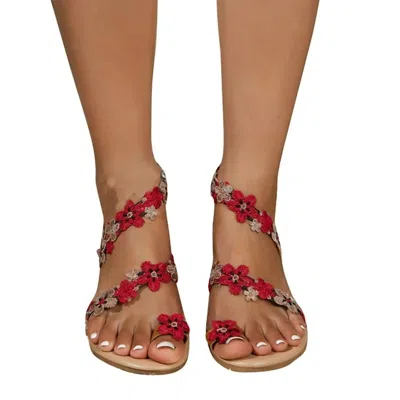 Trendsi Women's Toe Loop Flats Sandals In Red