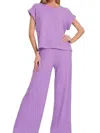 Trendsi Zenana Rolled Sleeve Top And Pants Sweater Set In Lavender In Purple
