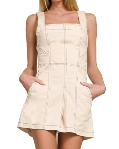 Trendsi Zenana Tie Back Romper In Oatmeal
