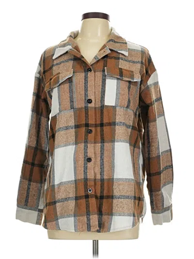 Pre-owned Trendy Queen Long Sleeve Button Down Shirt In Brown