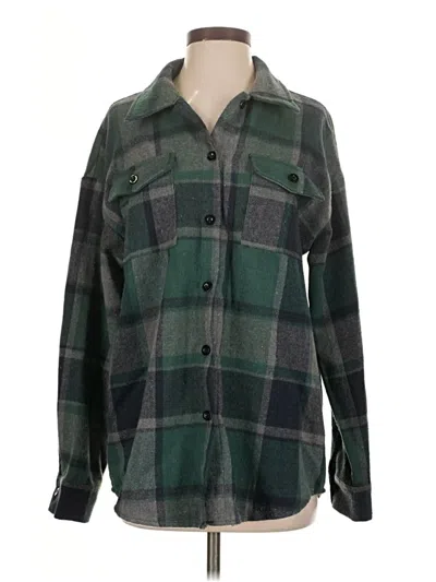 Pre-owned Trendy Queen Long Sleeve Button Down Shirt In Green